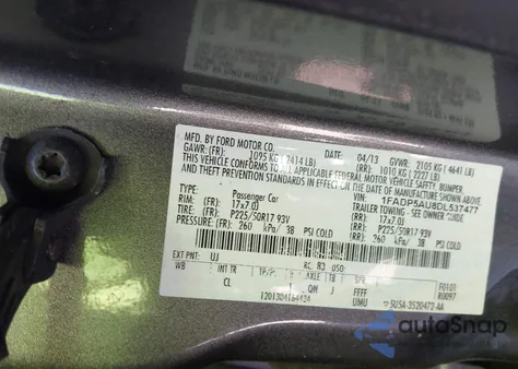 2013 Ford C-Max Hybrid Se из США, поврежденный, VIN 1FADP5AU8DL537477